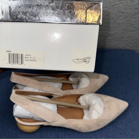 Matiko Shoes Circa Womens EUR 41 US 9.5 Peach Pointed Toe Slingback Sphere Heel - Picture 2 of 6